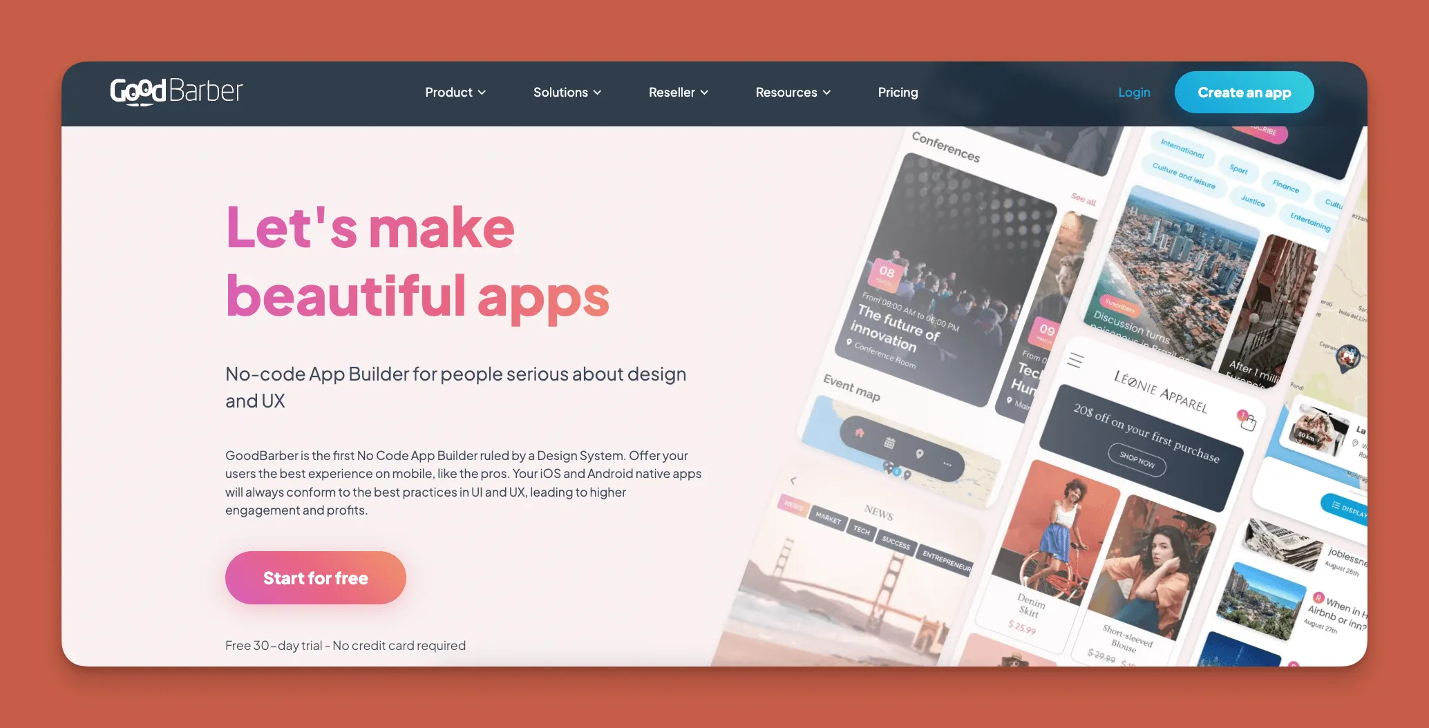 GoodBarber app builder interface